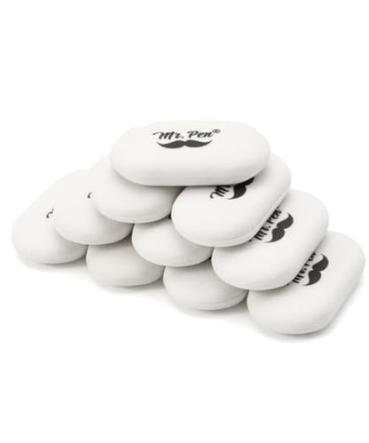 Mr. Pen- White Oval Pencil Erasers, 10 Pack, 1" x 2", Soft Rubber White Pencil Erasers for School, Office, Art Sketching, Homework, Exams, Clean Smudge-Free Correction