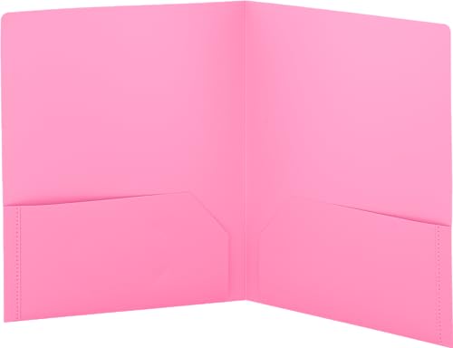 Folders with 2 Pockets Pink, Colored Plastic File School Folder Letter Size, Heavy Duty Poly Portfolio Folder with Two-Pockets, Also Available in Purple, Green, Red, Blue, and Grey, 1 Pc - By Enday - color: Pink, size: 1