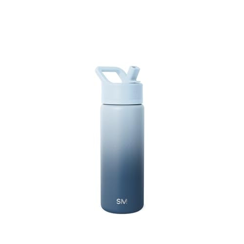Simple Modern Kids Water Bottle with Straw Lid | Vacuum Insulated Stainless Steel Metal | Reusable Leak Proof BPA-Free Thermos for School | Summit Collection | 18oz, Stormy Skies - color: Ombre: Stormy Skies, style: 18oz