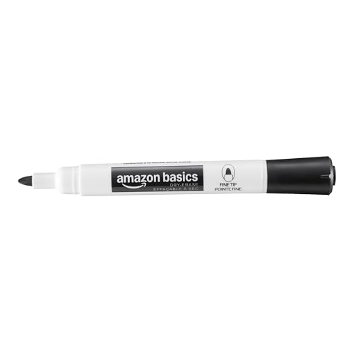 Amazon Basics Low-Odor Dry Erase Whiteboard Markers, Fine Tip, Quick-Dry, Black, 36-Pack - size: 1 Count (Pack of 36)