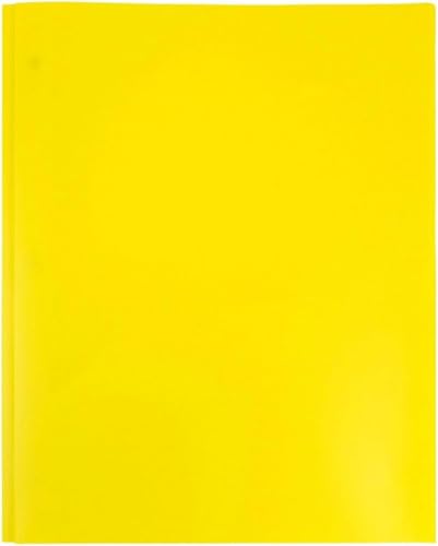 1Pcs 2Pocket Yellow Plastic Pocket Folders with Prongs,Muticolor Heavy Duty Folder Business Card Holder,Poly for School and Office, with Pockets Back to School Supplies Folders Filing Products