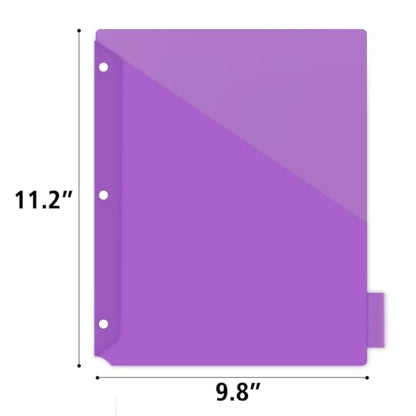 12 Count Binder Dividers with Front Pocket – Dividers for 3 Ring Binder, Plastic Rainbow Colorful Notebook Subject Folders Dividers with Tabs & Insertable Pockets for School, Office, Home Organization