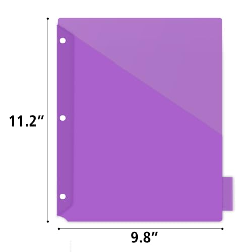 Binder Dividers with Pocket, Plastic Dividers for 3 Ring Binder with Tabs, Colorful Divider Folders, Notebook Dividers Subject Dividers with Front Pockets 6 Count
