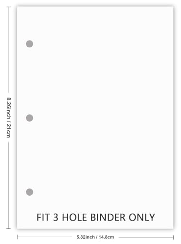 A5 Filler Paper, 3 Hole Planner Refills, Organizer, Binders, Total 100 Sheets/200 Pages, 100gsm, Blank, White Paper, 5.8 x 8.2 Inch, 3 Hole Filler Paper, Mini Binder Refills, Fit 3 Hole Binder Only - size: 100 Sheets