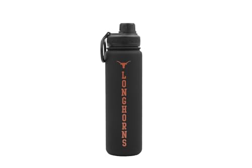 Texas Water Bottle - Black Double Walled Stainless Steel 24 oz Keeps Drinks Cold or Hot - color: Texas Longhorns - Black
