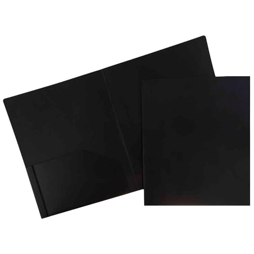 JAM PAPER Heavy Duty Plastic 2 Pocket Extra Tough School Folders - Black - 3/Pack - color: Black, size: 3 Per Pack