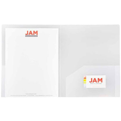 JAM PAPER Heavy Duty Plastic 2 Pocket Extra Tough School Folders - Clear - 3/Pack - color: Clear, size: 3 Per Pack