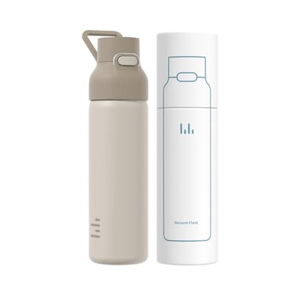 24oz Insulated Water Bottle, 316L Stainless Steel Double Wall Vacuum Bottle, Keeps Drinks Cold or Warm, Leakproof One-Handed Flip Lid for Gym, Office, Travel & Daily Use (1 Pack) - color: Khaki