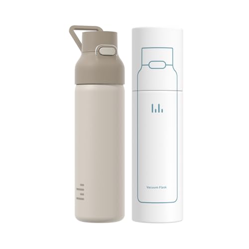24oz Insulated Water Bottle, 316L Stainless Steel Double Wall Vacuum Bottle, Keeps Drinks Cold or Warm, Leakproof One-Handed Flip Lid for Gym, Office, Travel & Daily Use (1 Pack) - color: Khaki