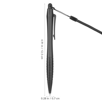 2 Pcs Resistive Stylus Pen Spring Rope, Black ABS Silicone 4.91x0.28 Inch, Hard Tip Touchscreen Navigation POS Machine Industrial Control