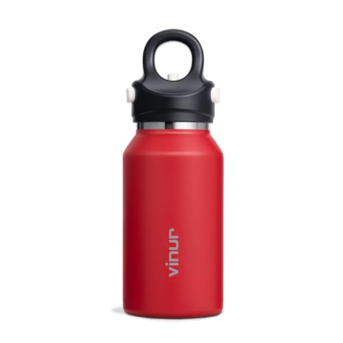 Vinur Small Water Bottle 9 oz Stainless Steel Insulated Water Bottle for Purse & Handbag, Travel Leakproof Water Flask for Girl, Canyon Red - color: Canyon Red, size: 9 Ounces