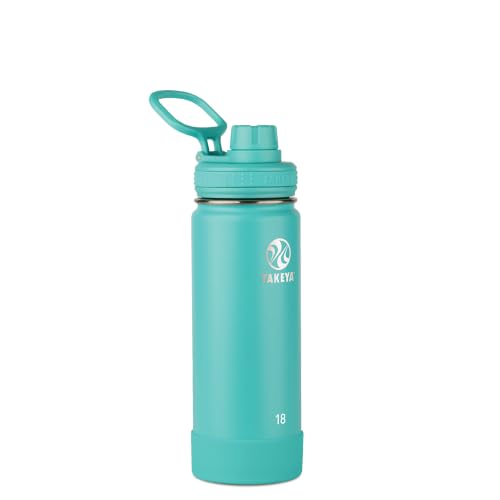 Takeya Actives Stainless Steel Water Bottle, Insulated Spout Lid, Keeps Drinks Cold 24 Hrs, Leakproof, Durable, Dishwasher Safe, Ideal for Gym, Travel, Fits Most Cup Holders, 18 oz/Teal - color: Teal, size: 18 Ounces