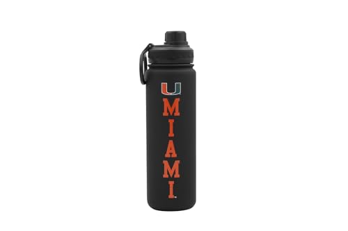 Miami Water Bottle - Black Double Walled Stainless Steel 24 oz Keeps Drinks Cold or Hot - color: Miami - Black
