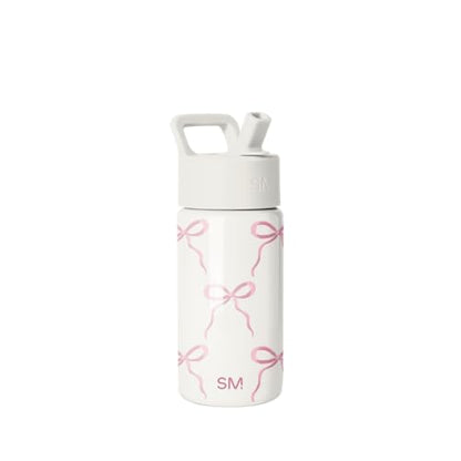 Simple Modern Kids Water Bottle with Straw Lid | 14oz Insulated Stainless Steel Kids Tumbler & Spill Proof Toddler Cup for School, Girls, Boys | Summit | Bows - color: -Bows, size: 14 Ounces