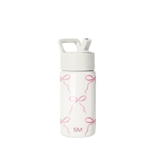 Simple Modern Kids Water Bottle with Straw Lid | 14oz Insulated Stainless Steel Kids Tumbler & Spill Proof Toddler Cup for School, Girls, Boys | Summit | Bows - color: -Bows, size: 14 Ounces