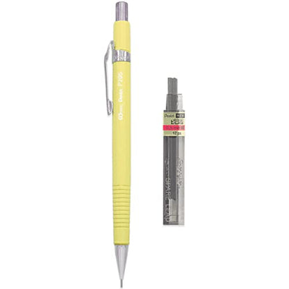 Pentel P205-97C Mechanical Automatic Pencil - Pastel Floral Range - Single + 12 HB 0.5mm Refill Leads (Yellow)