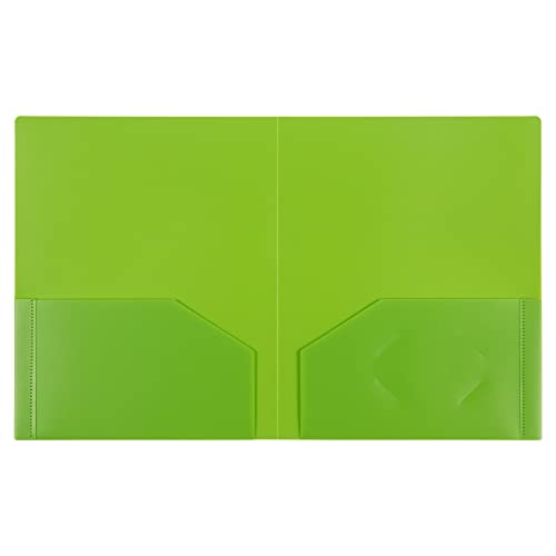 JAM PAPER Heavy Duty Plastic 2 Pocket Extra Tough School Folders - Lime Green - 6/Pack - color: Lime Green, size: 6 Per Pack