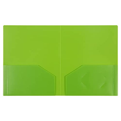 JAM PAPER Heavy Duty Plastic 2 Pocket Extra Tough School Folders - Lime Green - 6/Pack - color: Lime Green, size: 6 Per Pack