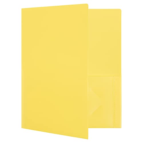 JAM PAPER Heavy Duty Plastic 2 Pocket Extra Tough School Folders - Yellow - 6/Pack - color: Yellow, size: 6 Per Pack