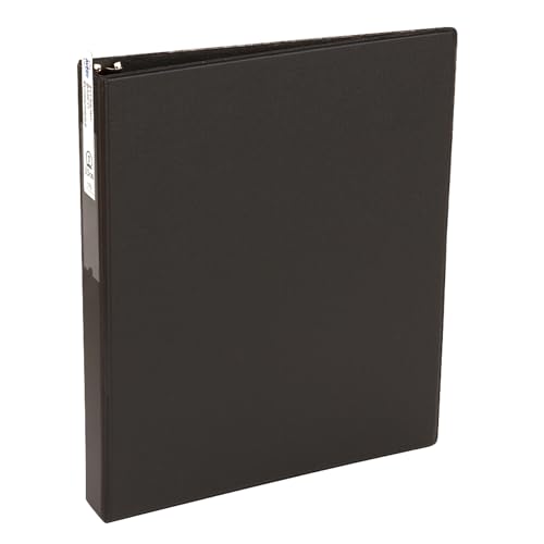 Avery Standard 3 Ring Binder, Label Holder, 1" Round Rings, 175-Sheet Capacity, 1.4 Inch Wide Spine, 1 Black Binder, Ideal for Lightweight Organization and Occasional Referencing (04301) - style: 1 Pack