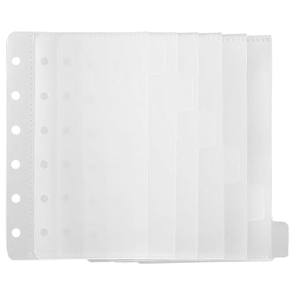 1 Pack A7 Pocket Dividers for 6 Ring Binder with 6 Tabs, Clear Side Open Organizer Sleeves for Cash, Cards, Photos - size: A7