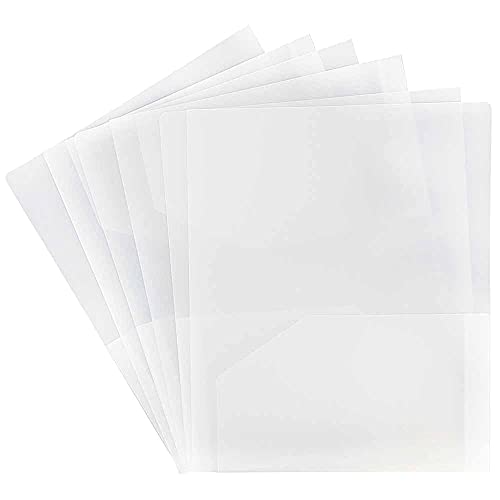 JAM PAPER Heavy Duty Plastic 2 Pocket Extra Tough School Folders - Clear - 6/Pack - color: Clear, size: 6 Per Pack