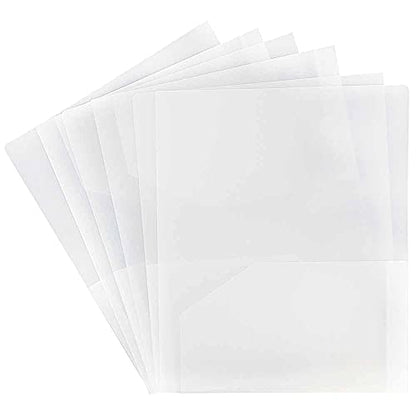 JAM PAPER Heavy Duty Plastic 2 Pocket Extra Tough School Folders - Clear - 6/Pack - color: Clear, size: 6 Per Pack