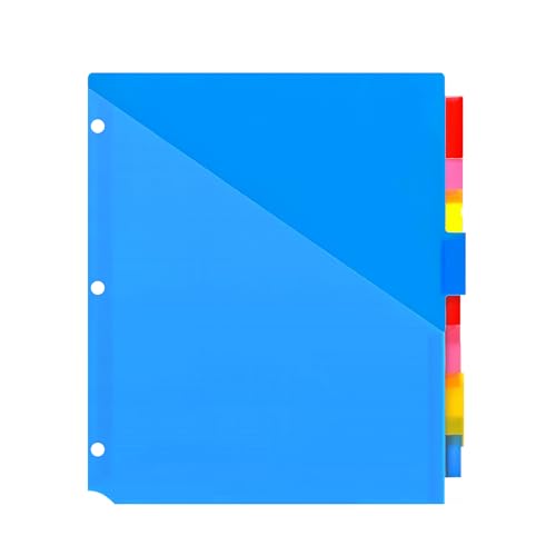 WOT I Plastic 8-Tab Dividers with Two Pockets, 1 Set, Multicolor Dividers with Pockets for Binders, 8 Tab Dividers, Assorted Colors - color: Translucent Blue,pink,red,yellow - Double-side Pockets, size: 8 Tabs