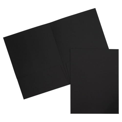 LUXPaper 9" x 12" Presentation Folders | Two Pocket | Black Linen | 100lb. Cover | 10 Qty - color: Black Linen