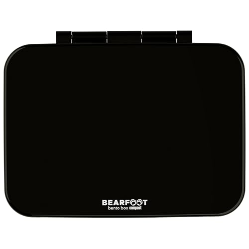 BEARFOOT Kids Lunch Box with Compartments – Compact & Lightweight | Leak-Proof, BPA-Free, Dishwasher Safe | Hand-Drawn Design for Preschool, School, Travel (Black, 2.75 Cups) - color: Black, size: 2.75 Cups