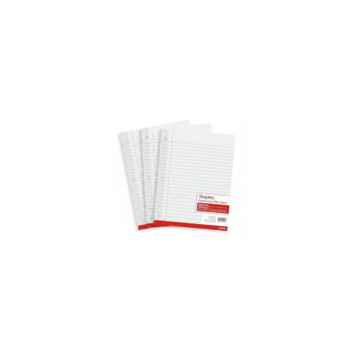 Staples Wide Ruled Filler Paper, 8" x 10.5", White, 100 Sheets/Pack, 3/Pack