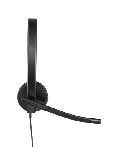Logitech H570e Wired Headset, Stereo Headphones with Noise-Cancelling Microphone, USB, In-Line Controls with Mute Button, Indicator LED, PC/Mac/Laptop - Black - size: UC, style: Stereo
