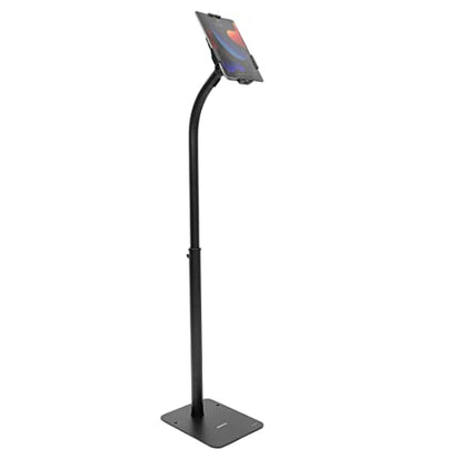 Mount-It! Universal Tablet Floor Stand with Locking Clamp, Anti-Theft Adjustable Kiosk for 7.9"–11" Tablets, Height Adjustable 31"–46.8", Bolt-Down Base for Retail & Business, Black