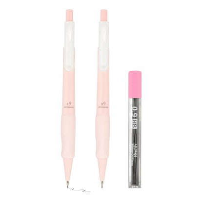 M&G 2Pcs Mechanical Pencil Set, 0.9mm Mechanical Lead Pencils with 20PCS HB Lead Refills for Drafting Sketching Art Class Writing Office Classroom, Pink