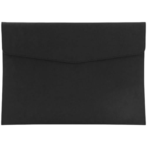 A4 PU Leather Document Folder with Snap Closure File Holder for Letter Size Black Waterproof Portfolio Envelope File Oragnizer Pocket Storage Case for Receipt Contract Stationery Tablet - color: Black
