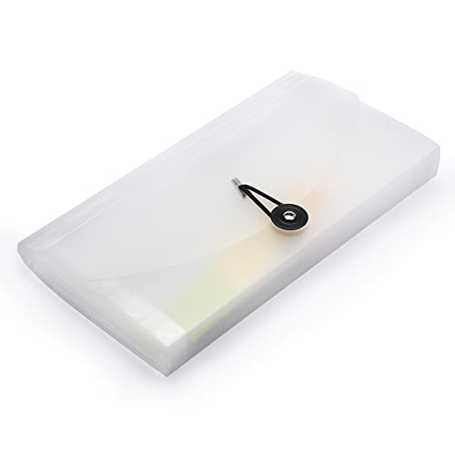 BTSKY Expanding File Folder New 13 Pockets Small Accordion File Expandable Card Ticket Holder Storage Folder Plastic Wallet Case (White Translucent) - color: White Translucent