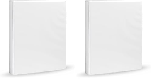 Amazon Basics 3-Ring Binder, 1-Inch, Customizable, with Pockets for Organization, White, 2-Pack - size: 2-Pack