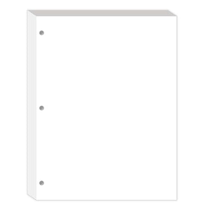 3-Hole Punched Blank Paper - 100 Sheets/200 Pages Loose Leaf Papers, 100 GSM, Paper Refills for Large Leather Journal/Filofax Binders, 8" x 10.5" - size: 8" x 10.5", style: 1-Pack