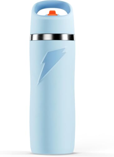 Gatorade 'Overtime' 22oz Stainless Steel Water Bottle, Straw Cap, Blue (Pack of 6) - color: Light Blue, size: 22 Ounces (Pack of 6), style: Straw Cap