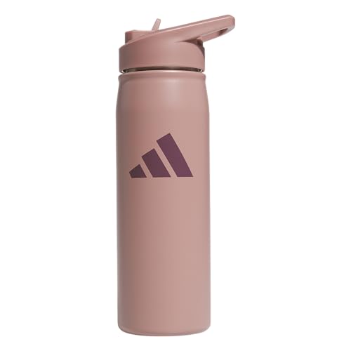 adidas Stainless Steel Metal Water Bottle 20 oz (600 mL) Straw Lid - color: Warm Clay Pink/Quiet Crimson Purple