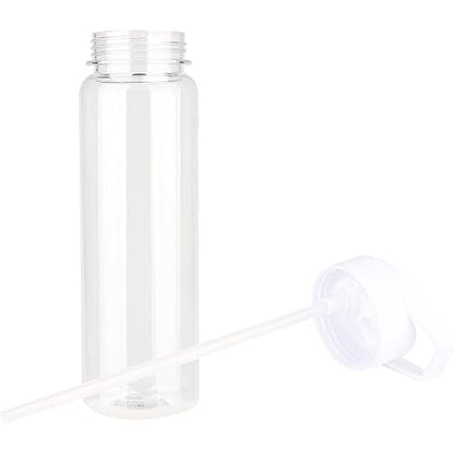 Tritan Clear Water Bottle With Straw | No Markings BPA Free 24 oz Sports Water Bottle | Leak Proof Re-Usable Flip Top Plastic Drinks Bottles for School, Office, Gym, Cycling (Clear-Straw-24oz) - color: Clear-Straw-24oz
