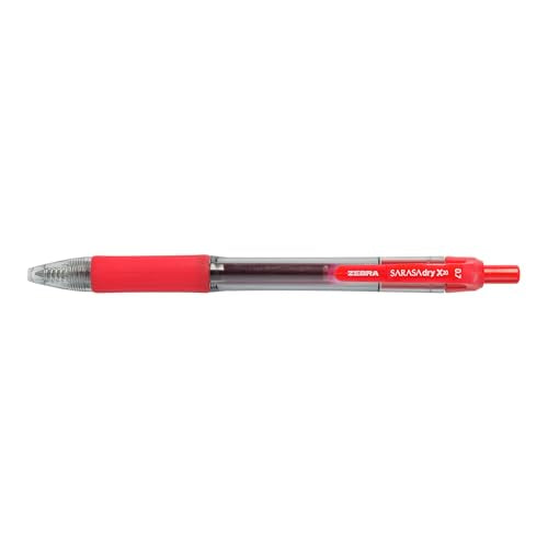 Zebra Pen Sarasa Dry X20 Retractable Gel Pens, 0.7mm Medium Point, Red Ink with Rapid Fast Dry Ink Technology, Ideal for the Left-Handed, Eliminates Smudging and Smearing in Seconds, 12-Pack (46830) - color: Red A