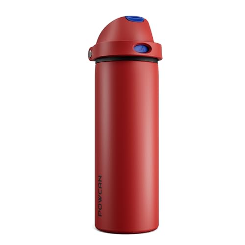 POWCAN 24 oz Steel Water Bottle: 2-in-1 Push-Button Spout & Flip Straw, Leakproof, Cold 24 Hrs, Fits Car Cup Holder, Insulated Water Bottle for Travel, Gym, School, Sports Gift (Midnight Web) - color: Midnight Web, size: 24 Ounces