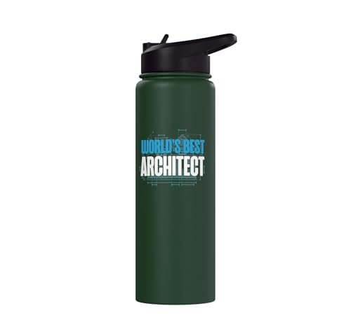 Architect Student Architecture World's Best Architect Stainless Steel Insulated Water Bottle - color: Dark Green