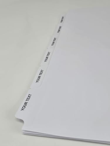 Bulk Custom Binder Dividers (Tabs) – Personalized White Plastic Index Divider Tabs with Your Text – 1/4 Cut, 1/5 Cut, 1/6 Cut – 100, 200 & 300 Sets (100, 1/4 Cut) - size: 1/4 Cut