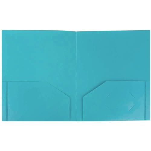 JAM PAPER Heavy Duty Plastic 2 Pocket Extra Tough School Folders - Teal Blue - 3/Pack - color: Teal Blue, size: 3 Per Pack