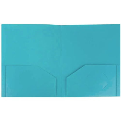 JAM PAPER Heavy Duty Plastic 2 Pocket Extra Tough School Folders - Teal Blue - 3/Pack - color: Teal Blue, size: 3 Per Pack