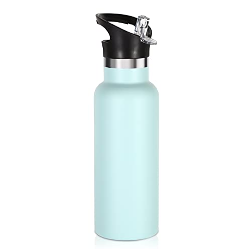 Volhoply 17oz Kids Insulated Water Bottle,Stainless Steel Water Bottles with Straw Lid,Double Wall Vacuum Metal Cups Water Bottle,Reusable Sports Water Flask Keep Hot & Cold for School(Fog,1 Set) - color: Fog