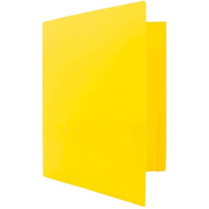 JAM PAPER Heavy Duty Plastic 2 Pocket Extra Tough School Folders - Yellow - 3/Pack - color: Yellow, size: 3 Per Pack