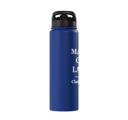Magna Cum Laude Class Of 2026 Distinction Degree Graduation Stainless Steel Insulated Water Bottle - color: Royal Blue